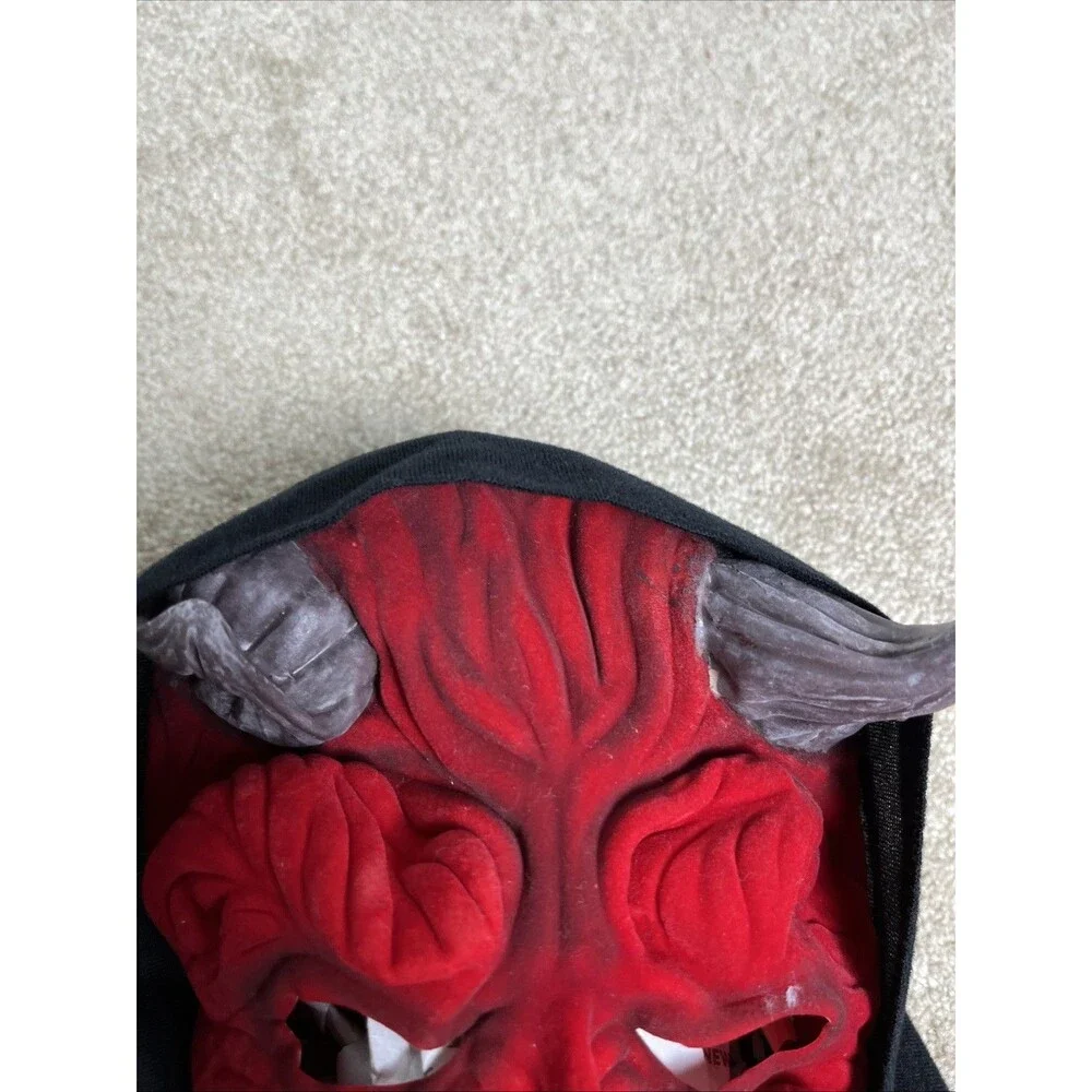 Vintage Devil Hooded Mask Rubber‎ Red Monster Demon Adult Halloween EUC